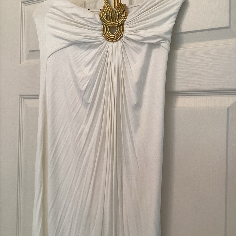 Elegant White Dress with Gold Accent